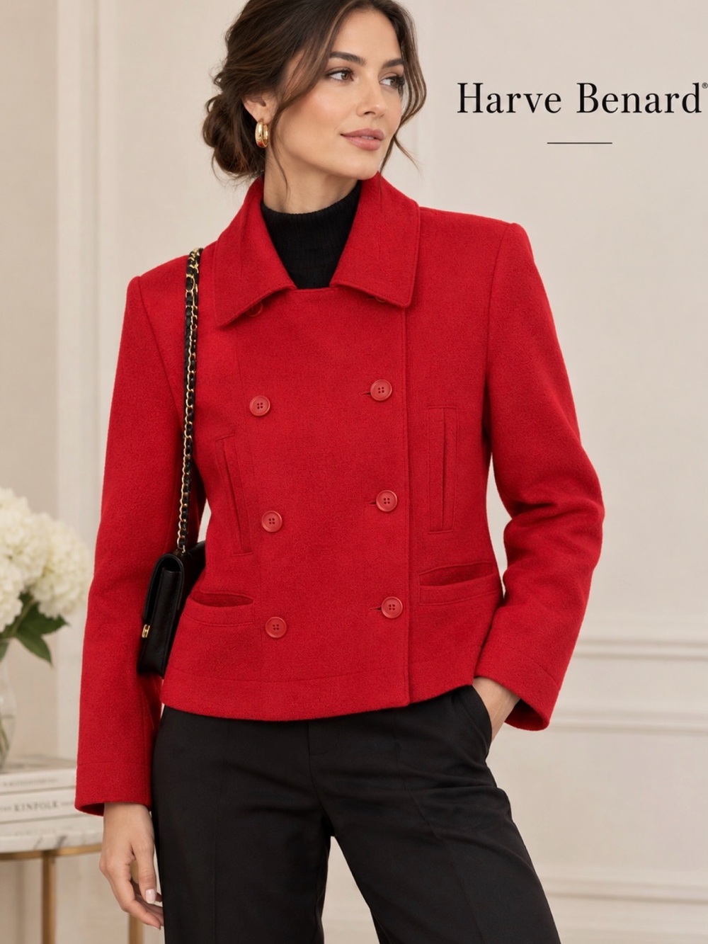 Vintage Harve Benard Red Wool-Blend Peacoat